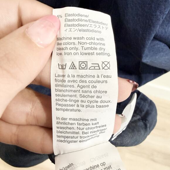 Madewell Indigo Ruffle Neck Smocked Babydoll Dress Lalaine Wash Size M NWT - Picture 6 of 7